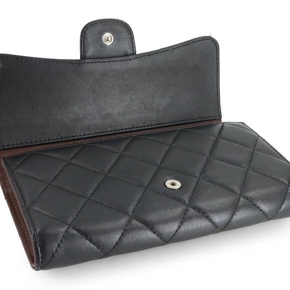 Chanel Matelasse Tri-fold Long Wallet, Lambskin, Black, A31506, Silver Hardware - Picture 5 of 9